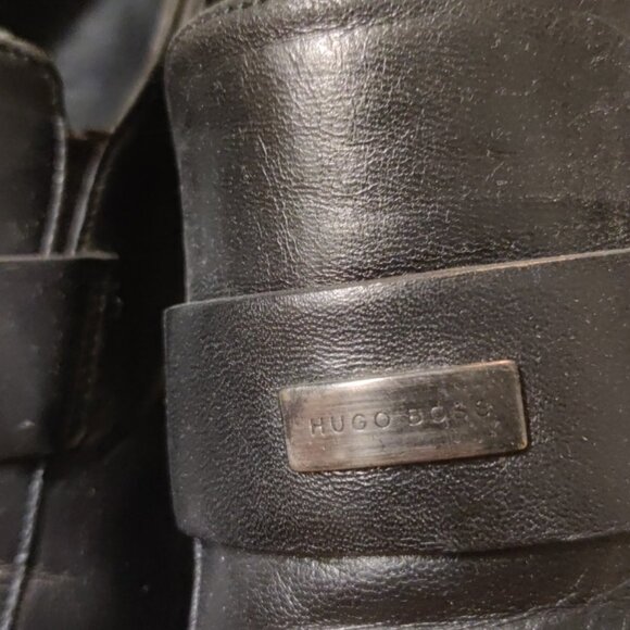 Hugo Boss black loafers 8UK 9US made italy stitched soles chisel toe penny - Picture 2 of 10